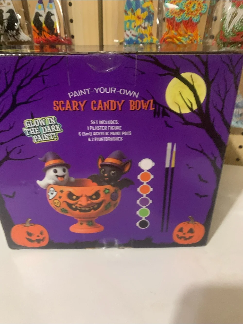 Paint-Your-Own Scary Candy Bowl Kit - White